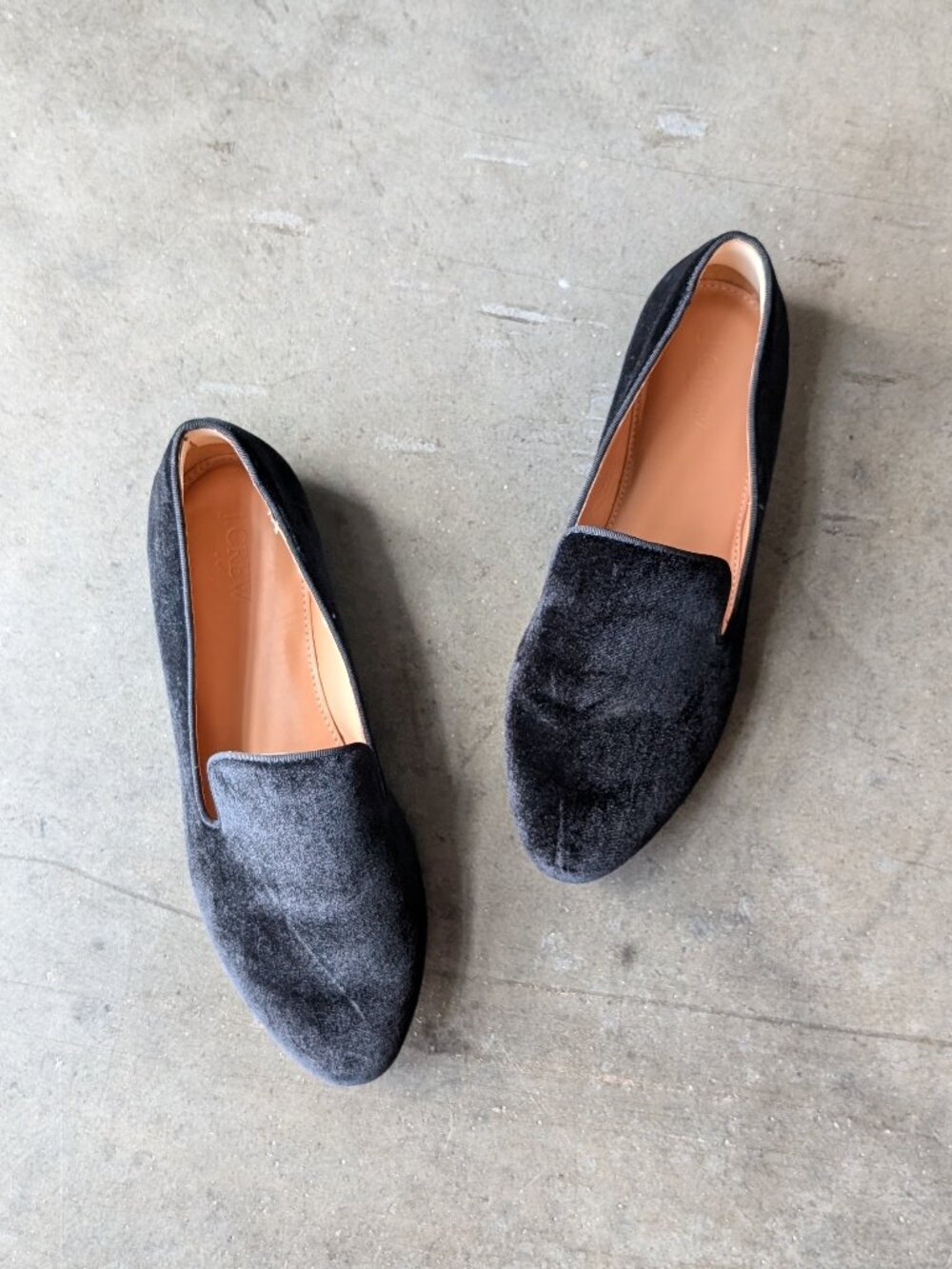 J. Crew Classic Black Velvet Smoking Loafers size 9.5